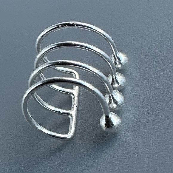 Stacked Sterling Silver Ear Cuff – Bold Four-Band Statement - Picture 7 of 9